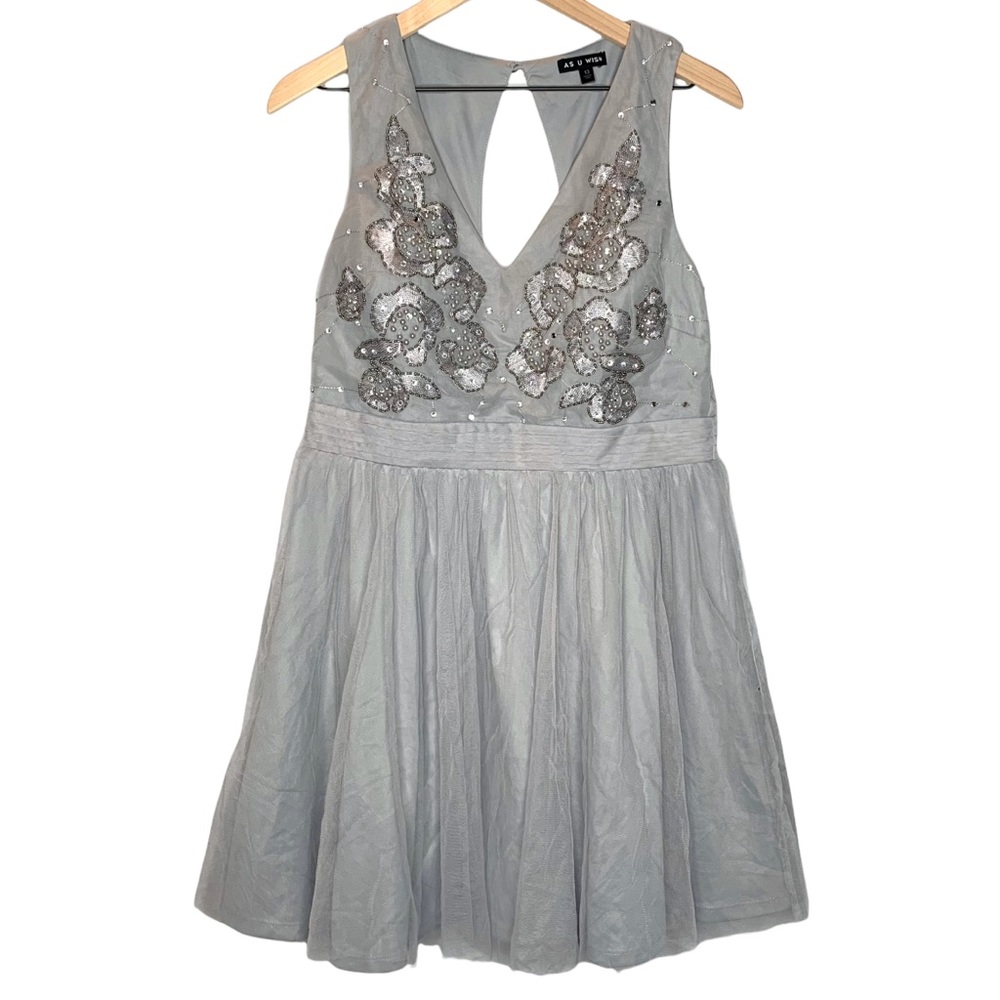 NWOT As U Wish Short Formal Dress (Prom) Homecoming Grey 13